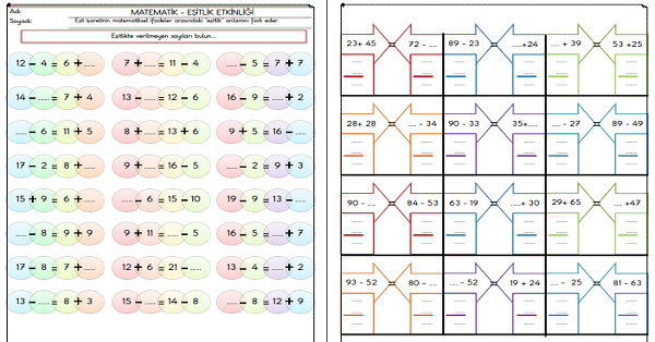 2. Sınıf - Matematik - Eşitlik Etkinliği-1