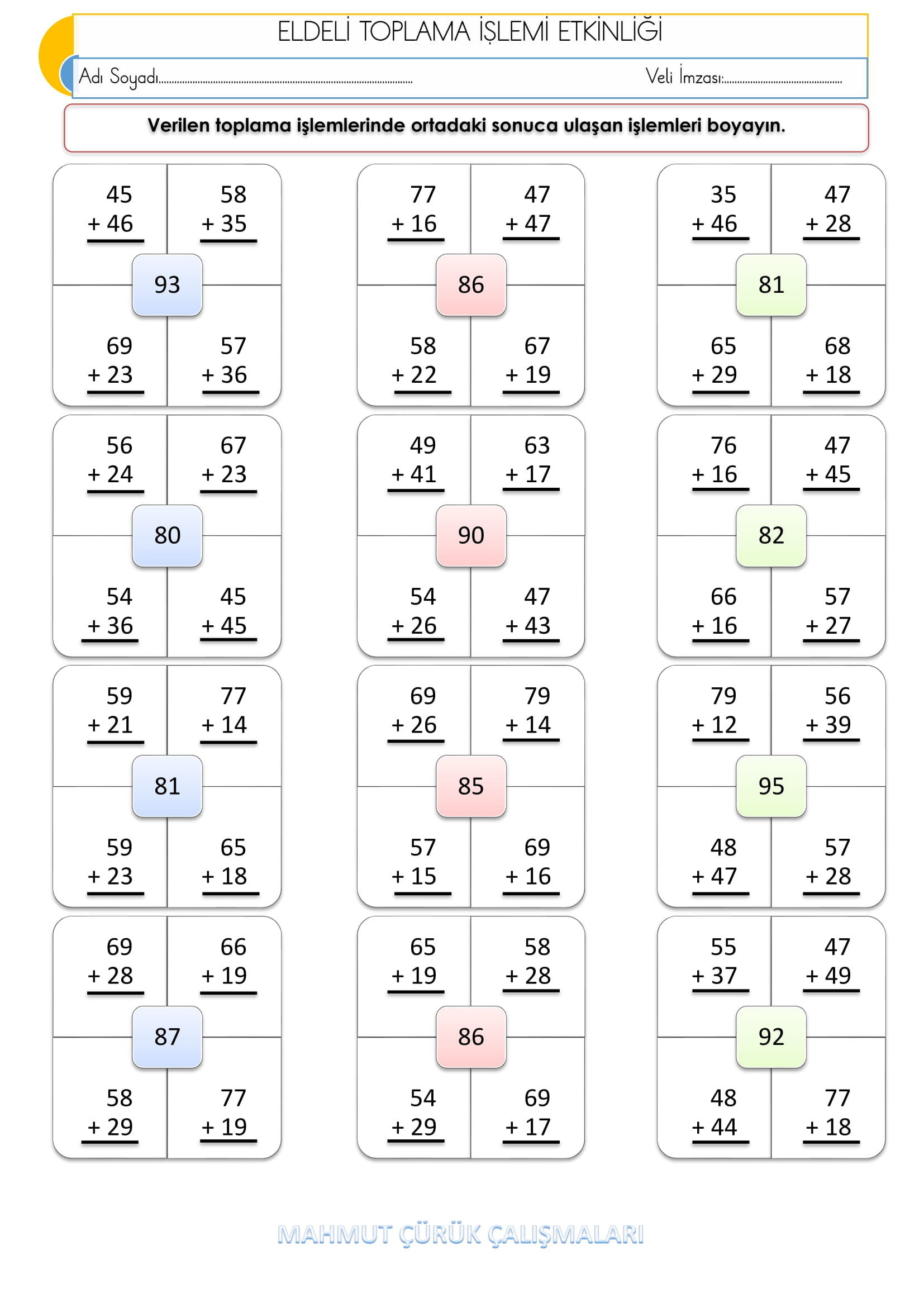 2. Sınıf - Matematik - Eldeli Toplama İşlemleri - 2
