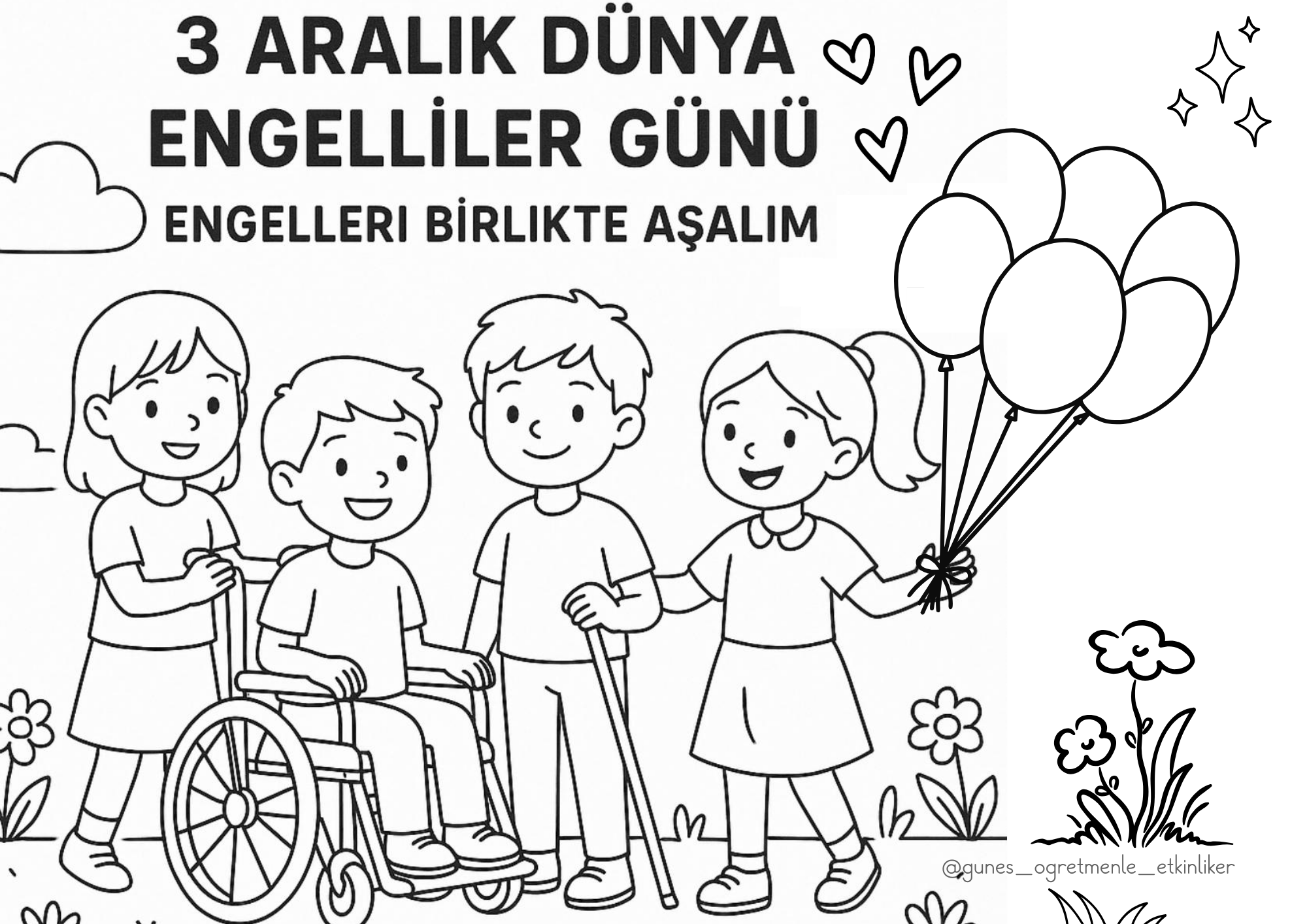 3 Aralık Dünya Engelliler Günü Boyama