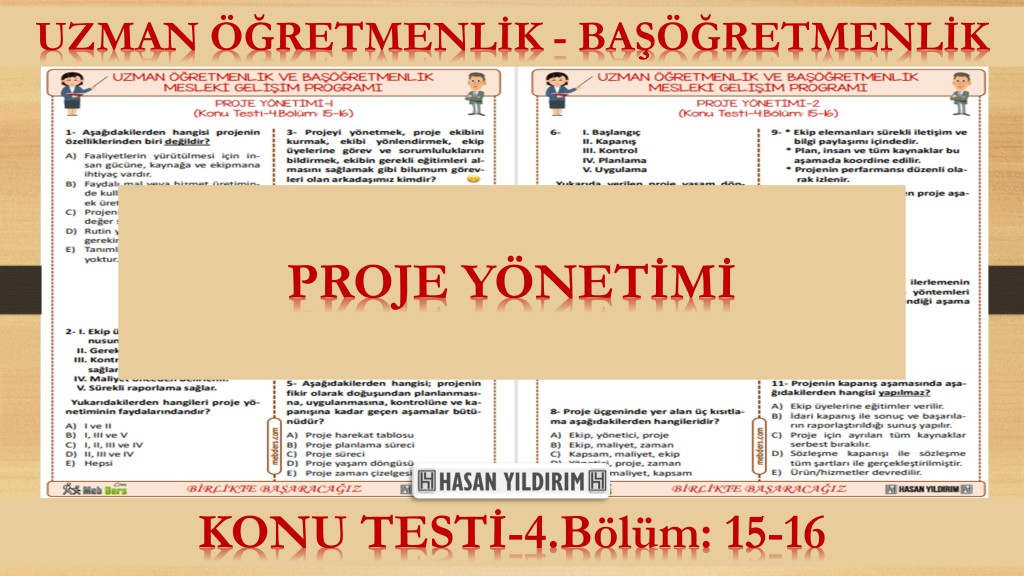 Proje Yönetimi (Konu Testi-4.Bölüm: 15-16)