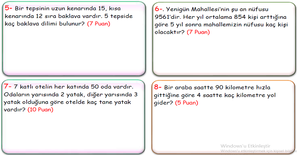4. Sınıf Matematik Çarpma İşlemi Problemleri-2
