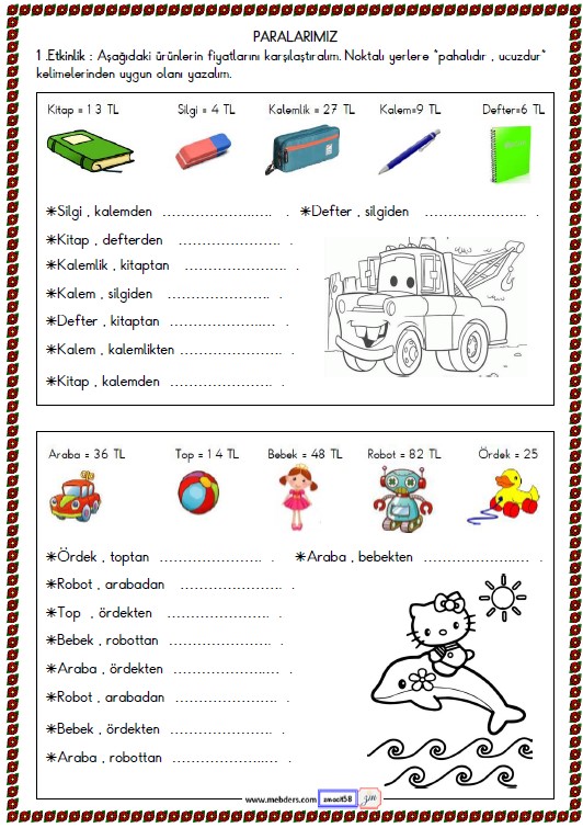 2. Sınıf Matematik Paralarımız Etkinliği 19
