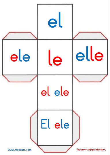 1. Sınıf "E ve L" Sesleri Küp Çalışması (4 SAYFA)