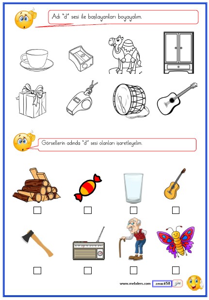 1. Sınıf İlk Okuma Yazma (D-d Sesi) Etkinlikleri