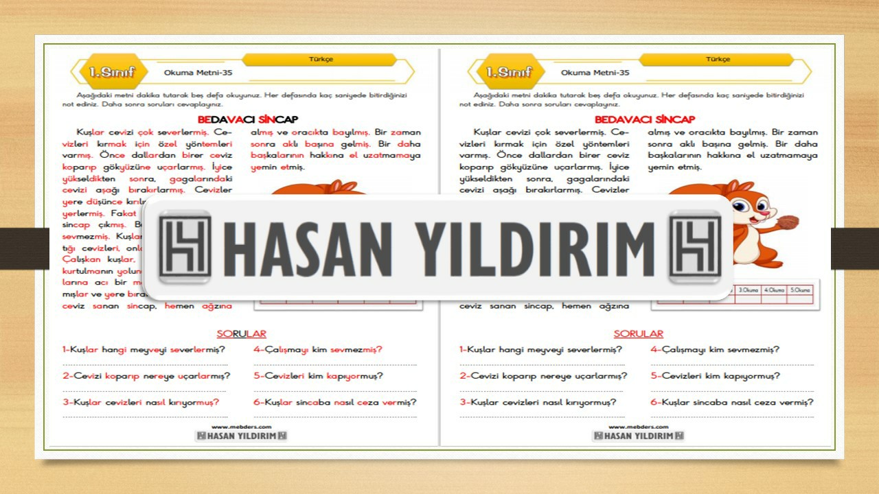 1. Sınıf Türkçe Okuma Metni-35 (Bedavacı Sincap)