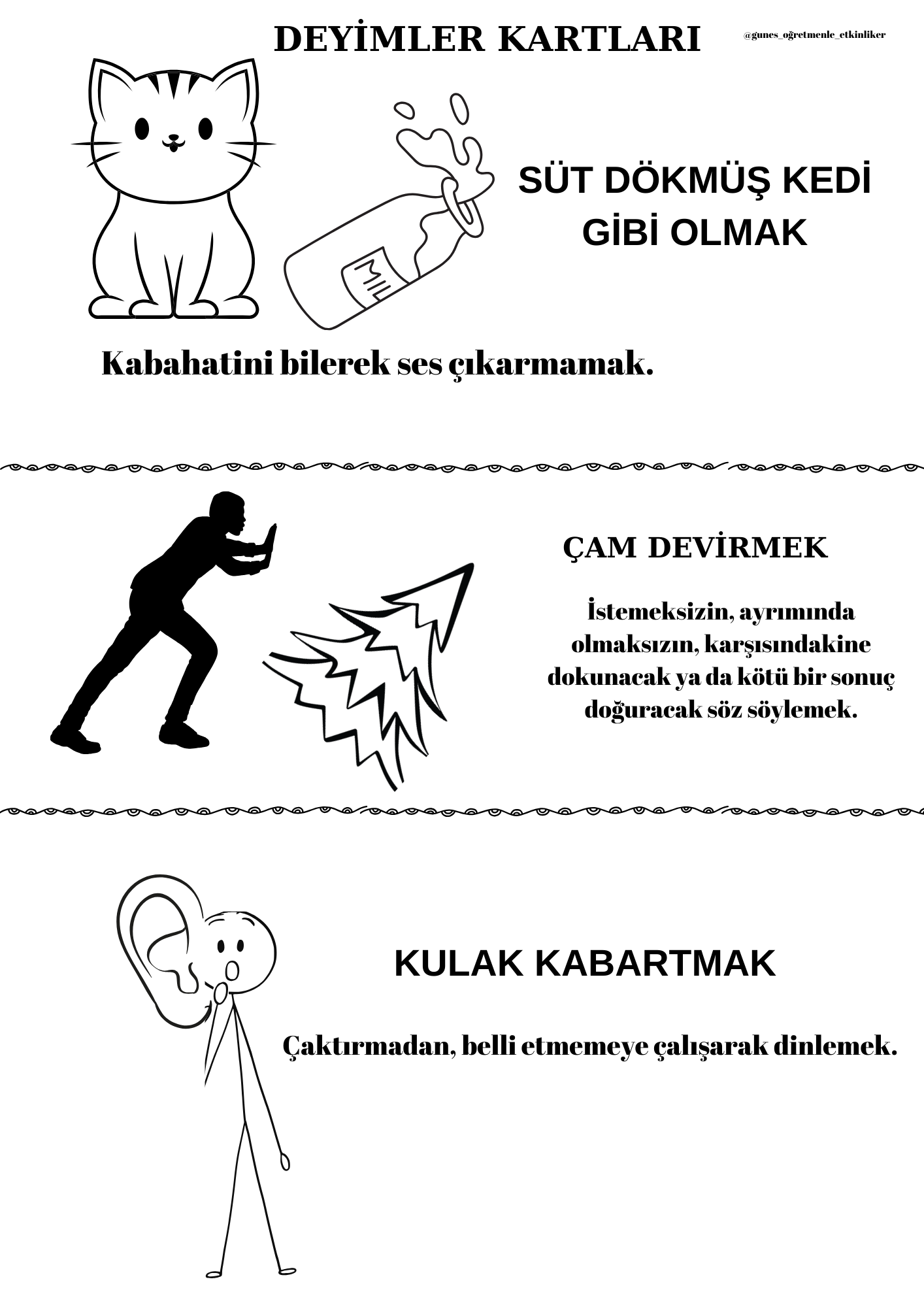Dilimizin Zenginlikleri Deyimler Kartı 1
