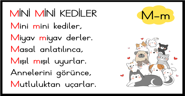 1. Sınıf İlk Okuma Yazma (M-m Sesi) Tekerlemesi