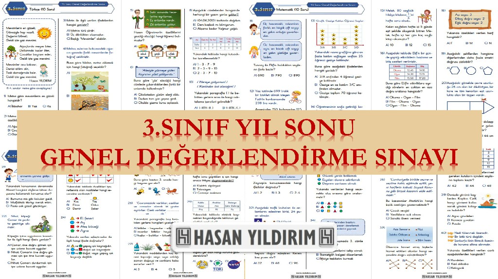 3. Sınıf Yıl Sonu Genel Değerlendirme Sınavı (PDF)