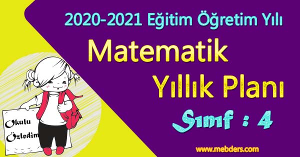 2020 - 2021 Yılı 4. Sınıf Matematik Yıllık Planı (MEB)