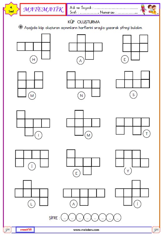 4. Sınıf Matematik Küp Oluşturma Etkinliği 1
