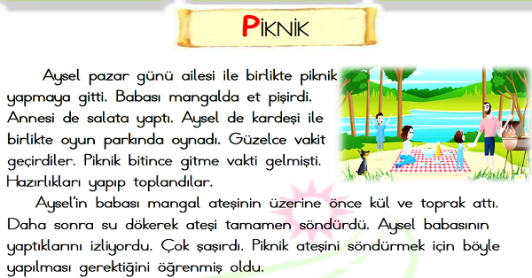 1. Sınıf Türkçe Okuma Anlama (Piknik)-1