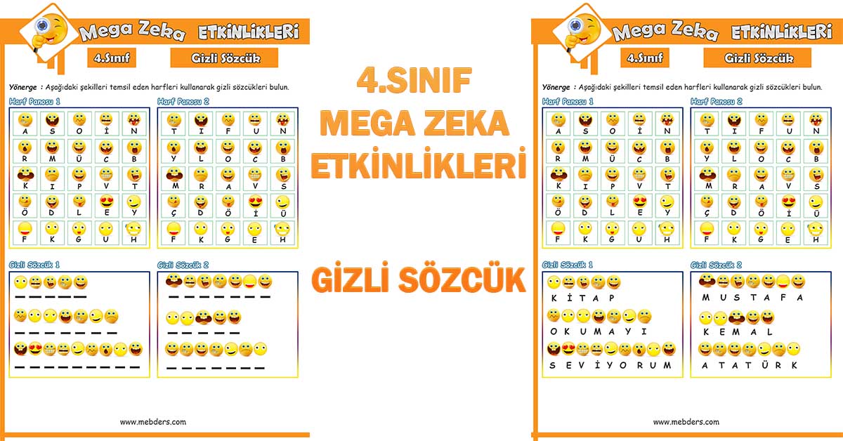 4. Sınıf Mega Zeka Etkinliği - Gizli Sözcük