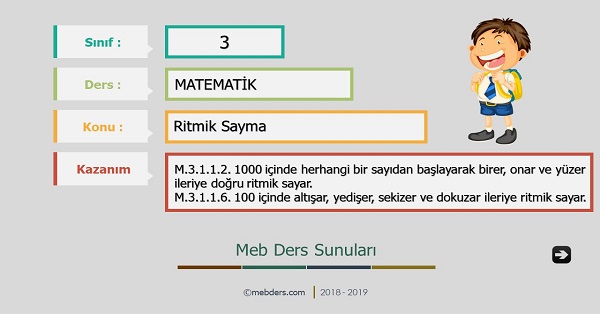 3. Sınıf Matematik Ritmik Sayma Sunusu