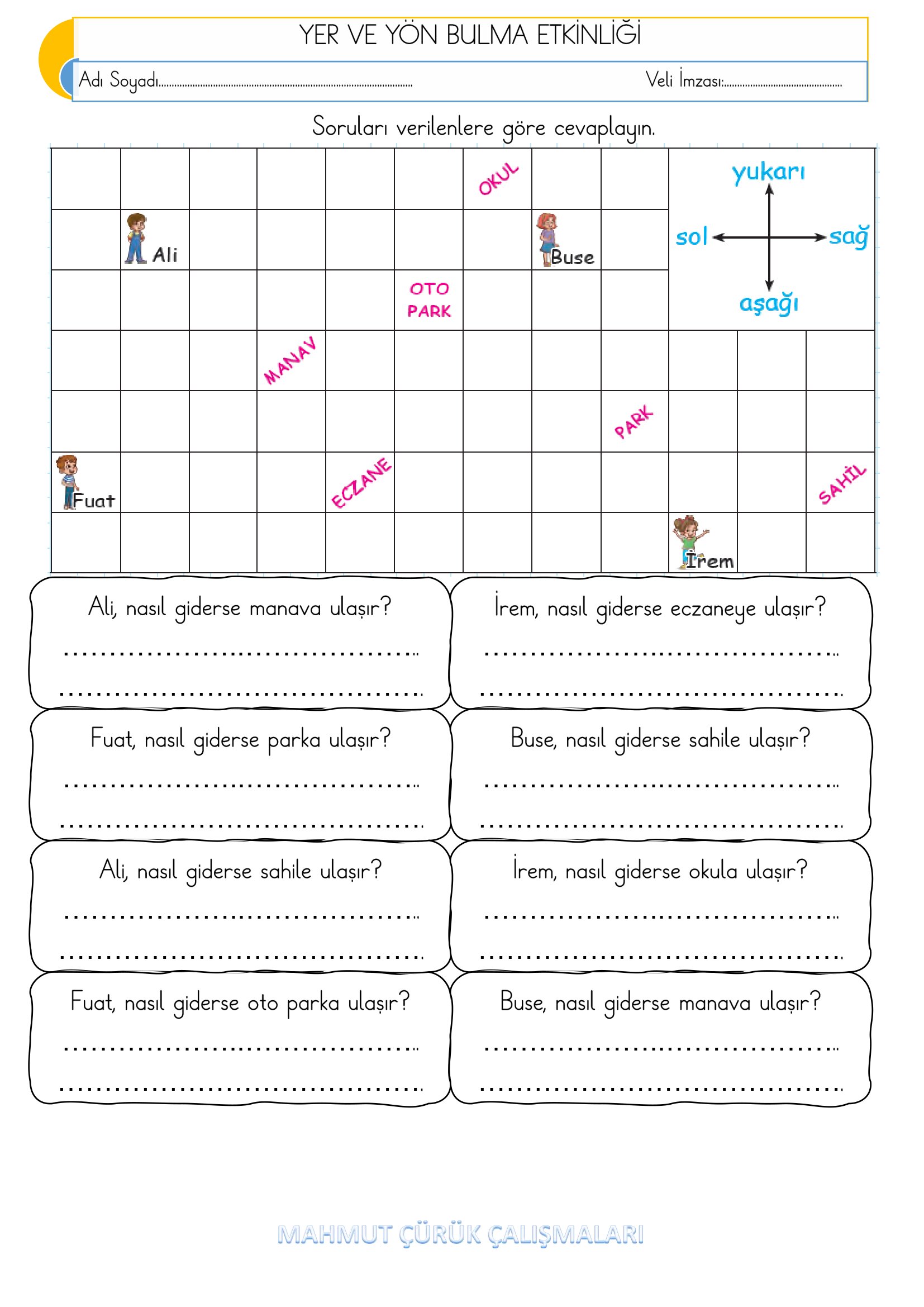 2. Sınıf - Matematik Yer ve Yön Bulma Etkinliği-2