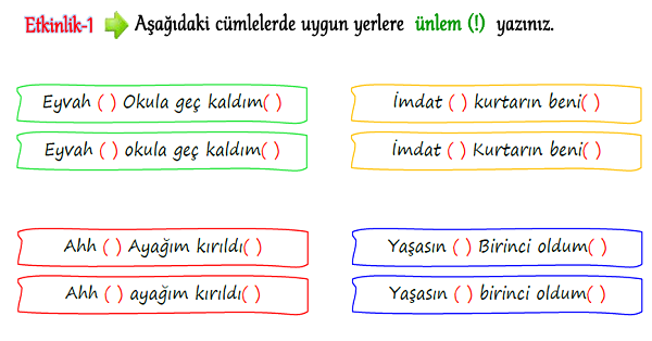 3. Sınıf Türkçe (Ünlem) Noktalama İşaretleri-4