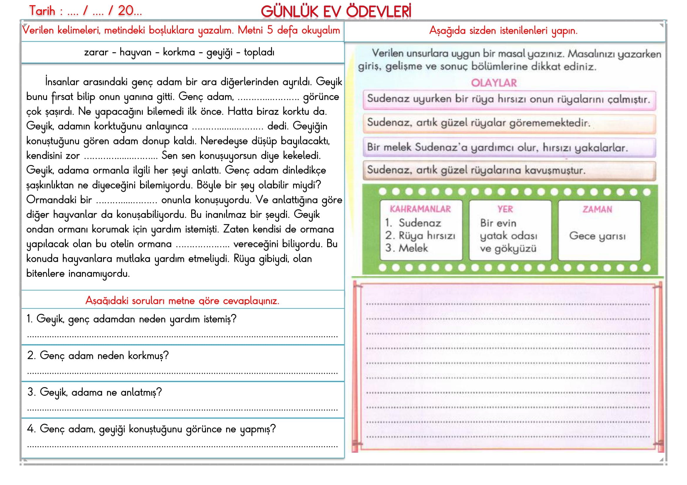 2. Sınıf 28 Şubat 2025 Günlük Ev Ödevi