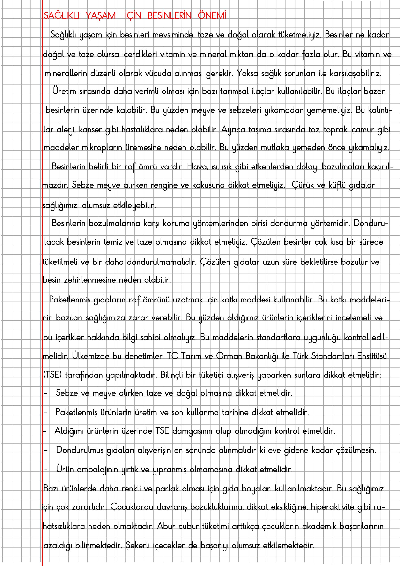 4. Sınıf Fen Bilimleri Sağlıklı Yaşam İçin Besinlerin Önemi Konu Anlatımı