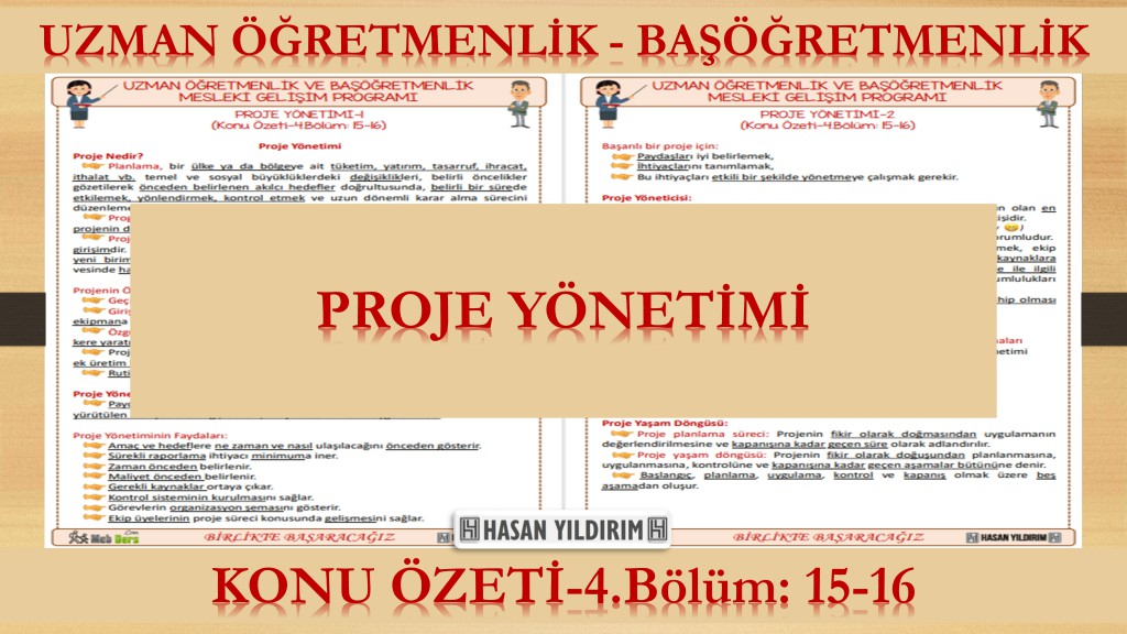Proje Yönetimi (Konu Özeti-4.Bölüm: 15-16)