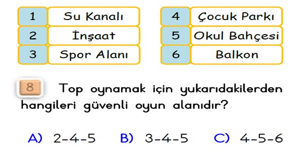 2. Sınıf Hayat Bilgisi Güvenli Hayat-Yaprak Test-2