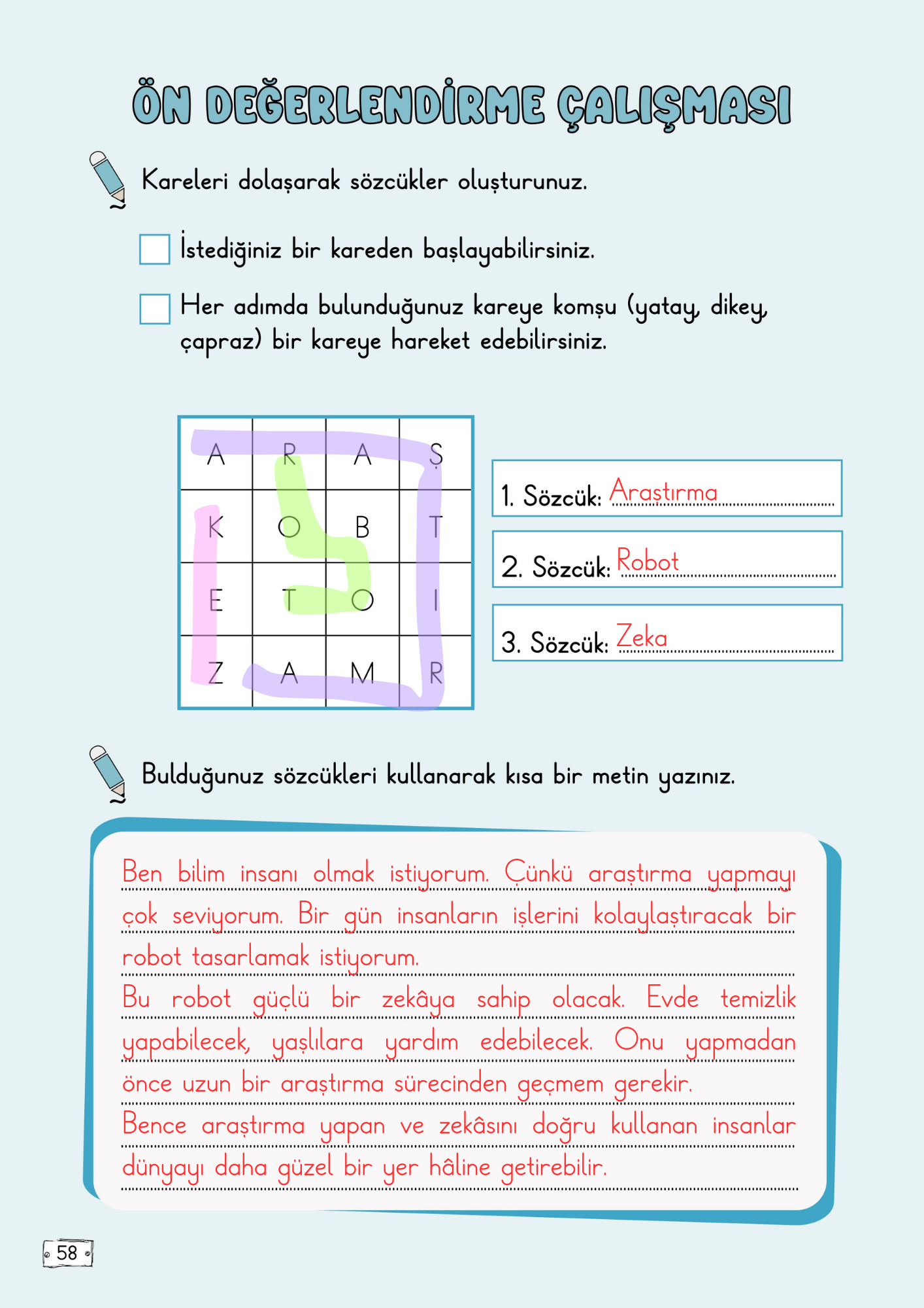 2. Sınıf Türkçe Meb Yayınları 6. Tema Ön Değerlendirme Çalışması Cevapları