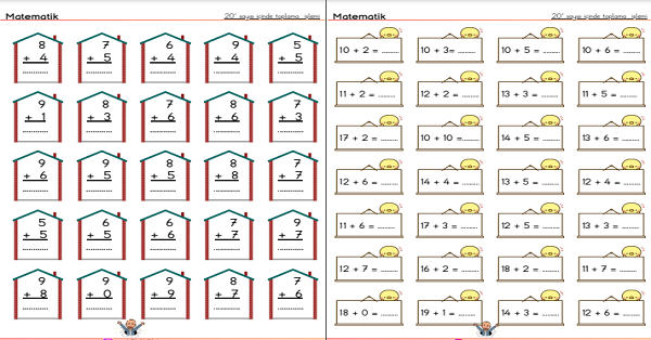 1. Sınıf Matematik Toplama İşlemi Alıştırmaları (3 Sayfa)