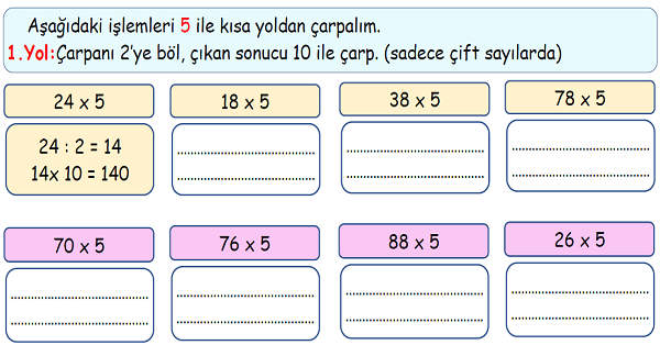 4. Sınıf Matematik Kısa Yoldan Çarpma İşlemi-5