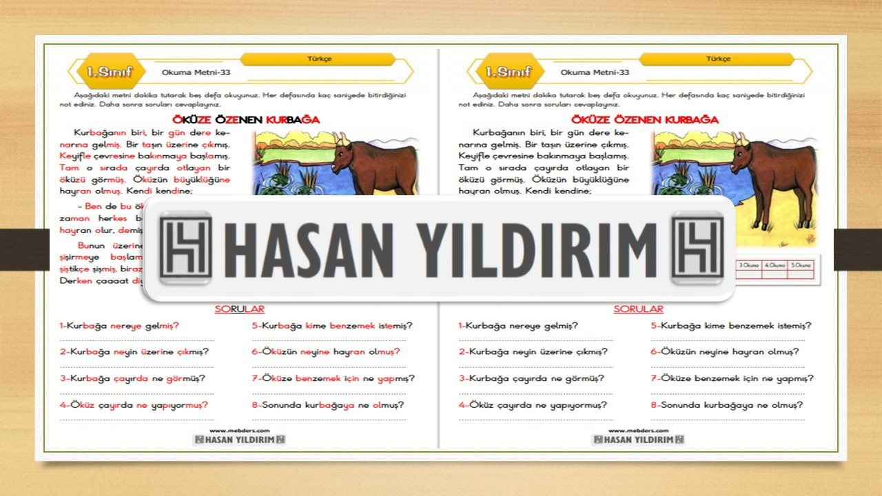 1. Sınıf Türkçe Okuma Metni-33 (Öküze Özenen Kurbağa)