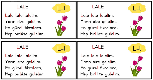 1. Sınıf İlk Okuma Yazma (L-l Sesi) Tekerleme