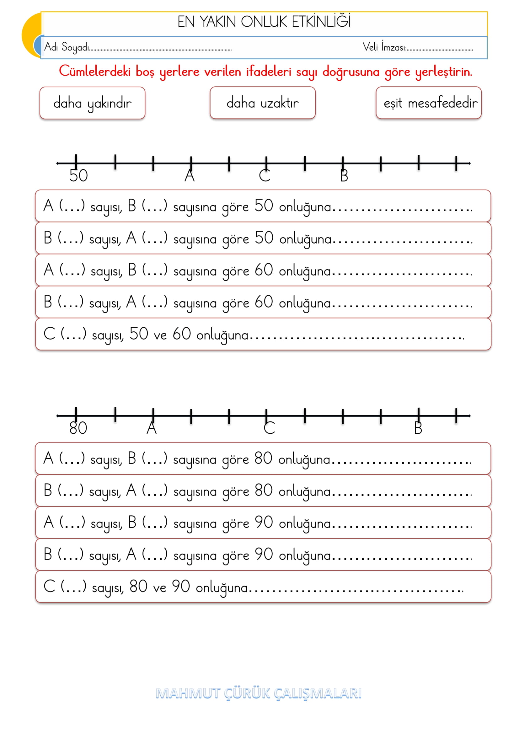 2. Sınıf - Matematik - En Yakın Onluk Etkinliği-3