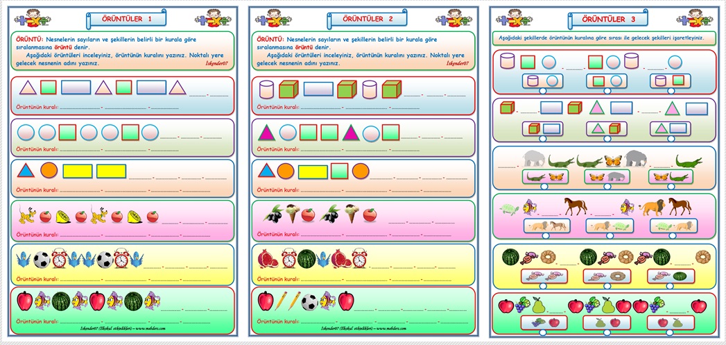 2. Sınıf Matematik Geometrik Örüntüler 1-2-3 (3 Sayfa)