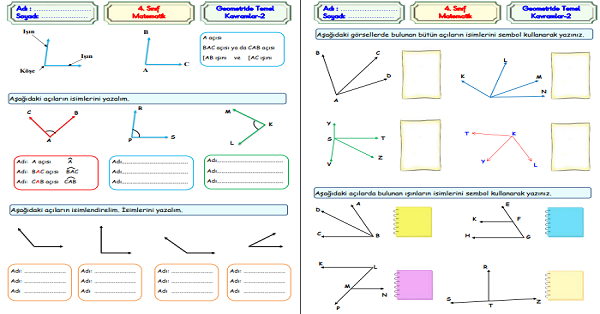 4. Sınıf Matematik Açılar Etkinliği