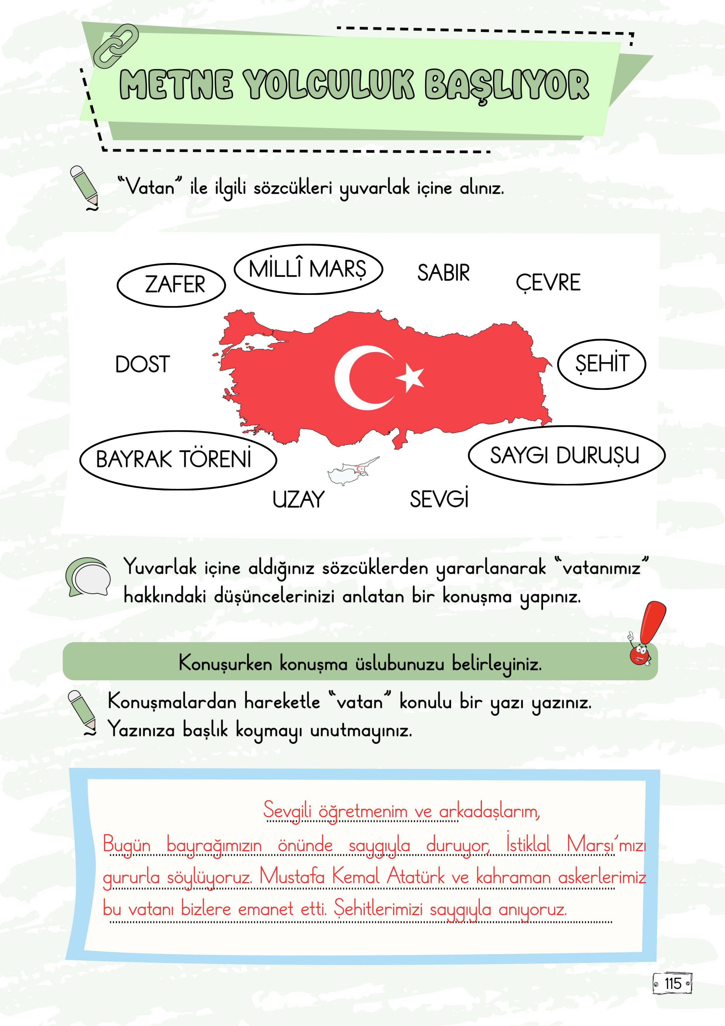 2. Sınıf Türkçe Meb Yayınları Bayrak Töreni Metni Etkinlik Cevapları