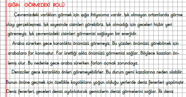 3. Sınıf Fen Bilimleri Işığın Görmedeki Rolü Konu Anlatımı
