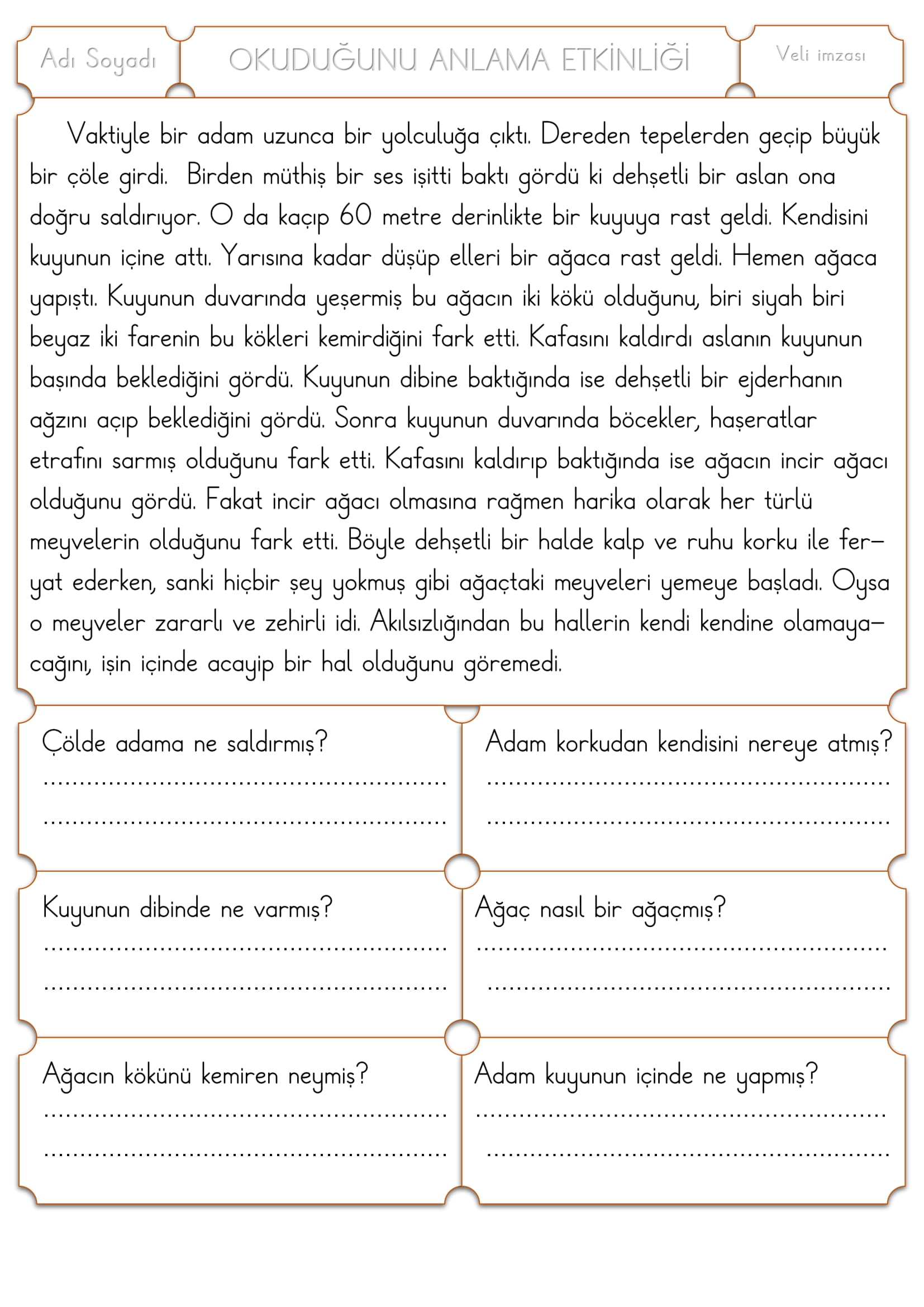1. Sınıf Türkçe Okuduğunu Anlama Etkinliği -11