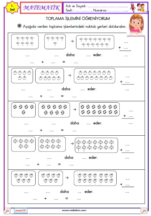 1. Sınıf Matematik Toplama İşlemini Öğreniyorum Etkinliği 4