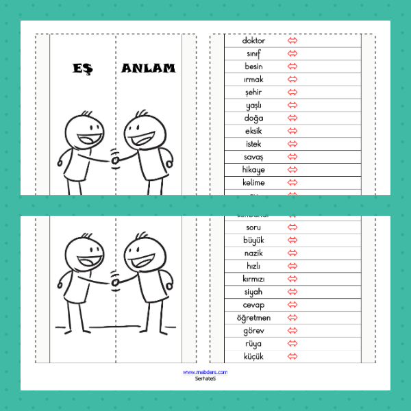 2. Sınıf Türkçe - Eş Anlamlı Kelimeler Eğlenceli Defter Etkinliği