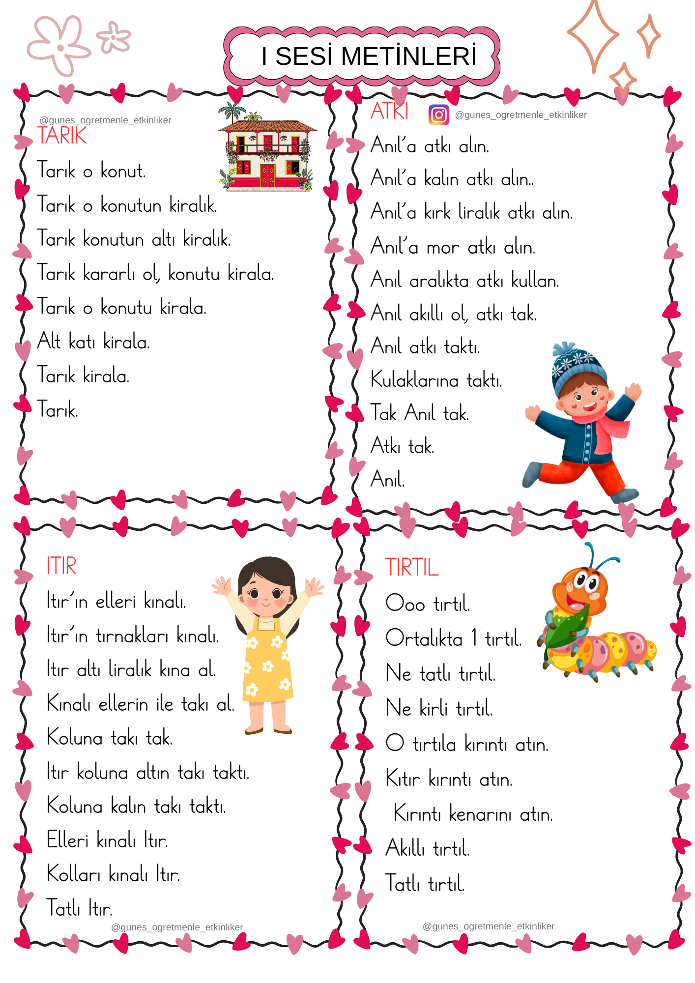 1. Sınıf İlk Okuma Yazma I Sesi Metinleri