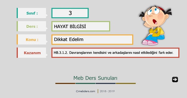 3. Sınıf Hayat Bilgisi Dikkat Edelim Sunusu