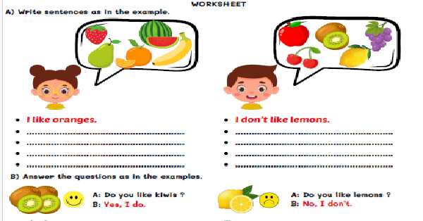 2. Sınıf 9.Ünite Fruit Çalışma Kağıdı II