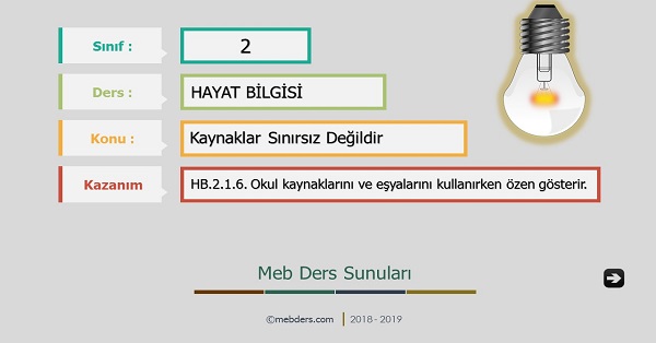 2. Sınıf Hayat Bilgisi Kaynaklar Sınırsız Değildir Sunusu
