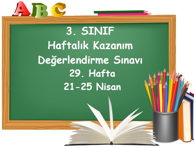 3. Sınıf Haftalık Kazanım Değerlendirme Testi 29. Hafta (21 - 25 Nisan)