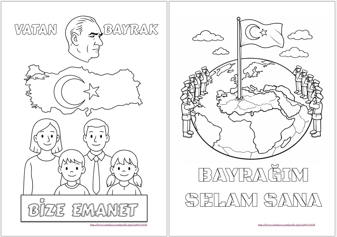 Bayrak Konulu Boyama Çalışması