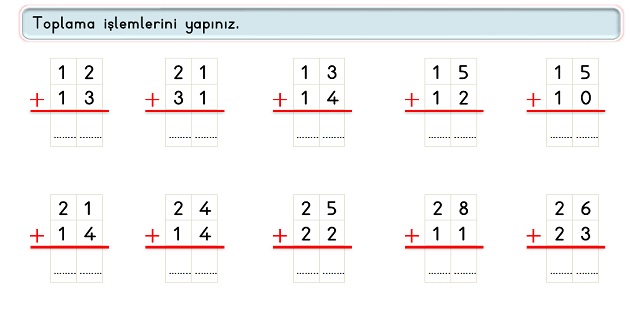 2. Sınıf Matematik Toplama İşlemi Eldesiz Toplama Etkinliği -1
