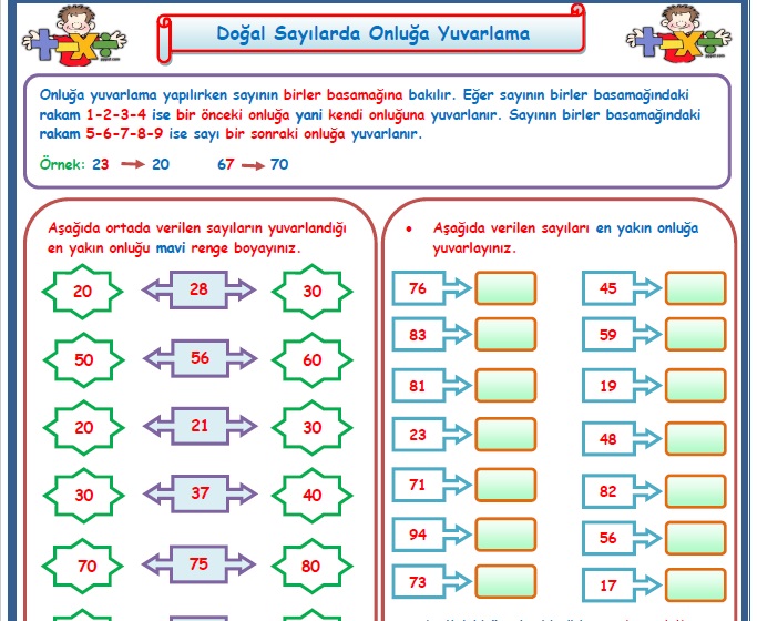 2. Sınıf Matematik En Yakın Onluğa Yuvarlama 1