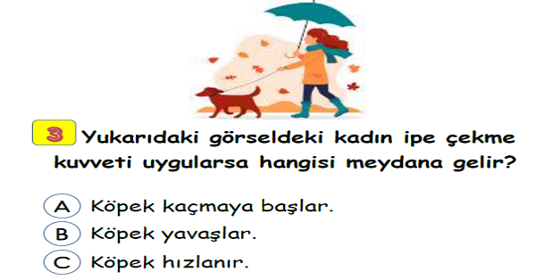 3. Sınıf Fen Bilimleri İtme ve Çekme Kuvveti Yaprak Test