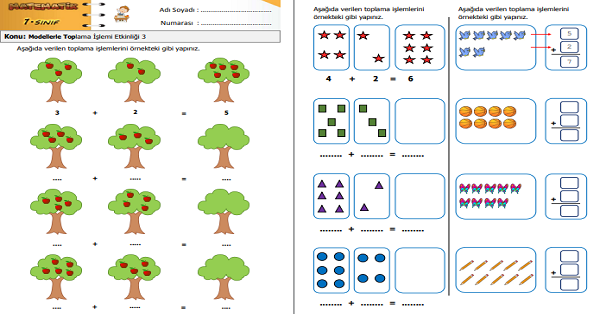 1. Sınıf Matematik Modellerle Toplama İşlemi Etkinliği 3