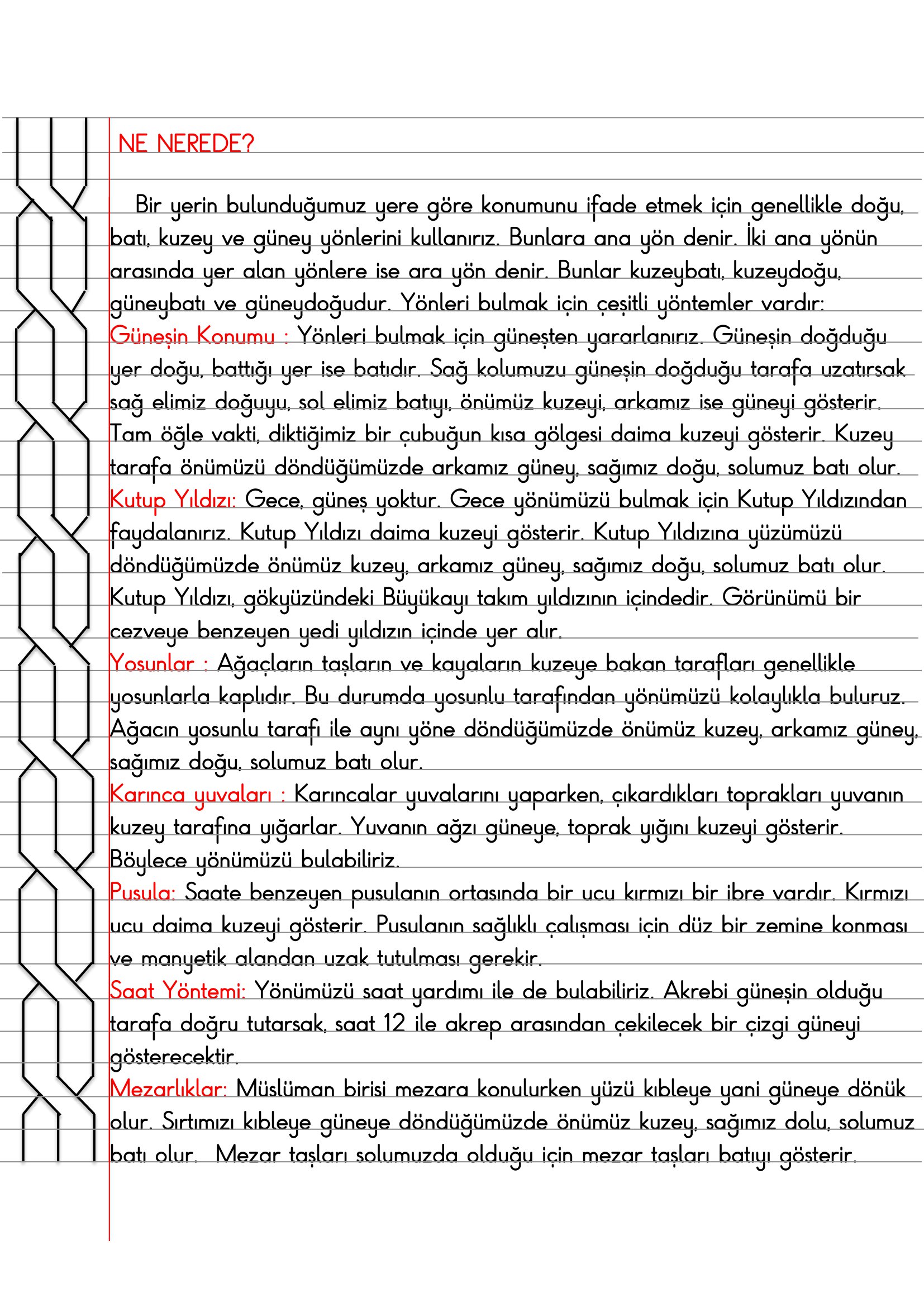 4. Sınıf - Sosyal Bilgiler - Ne, Nerede Defter Özeti