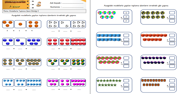 1. Sınıf Matematik Modellerle Toplama İşlemi Etkinliği 2