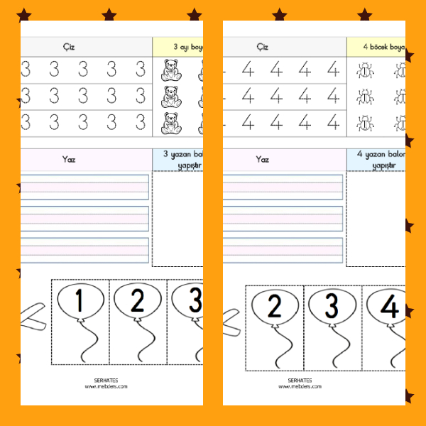 1. Sınıf Matematik - 3 ve 4 Rakamları Tekrar Etkinliği