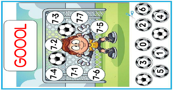 1. Sınıf Matematik Çıkarma İşlemi Kes-Yapıştır (Gol) Etkinliği 1